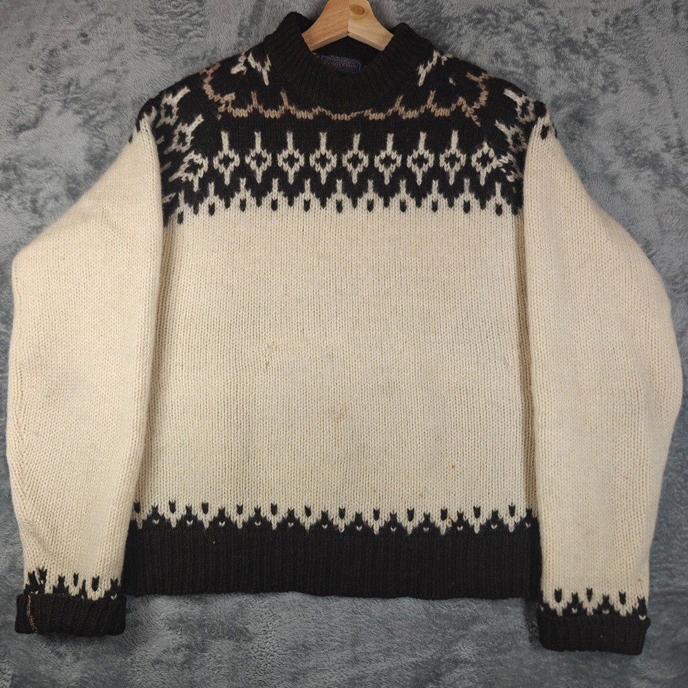 Vintage 80s Pendleton Sweater Mens XL Cream Shetland Wool Nordic Fair Isle USA